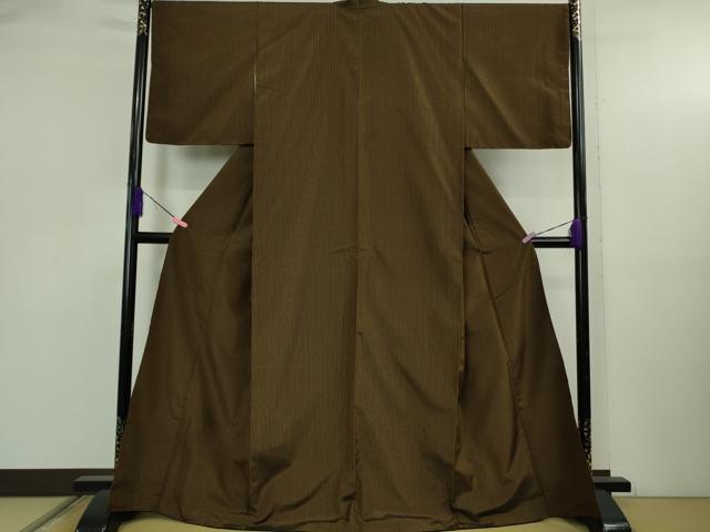 平和屋本店●極上　本場黄八丈　平織　紬　伝統工芸士　西條吉弘　縞　反端付き　逸品　DZAB4995kh6