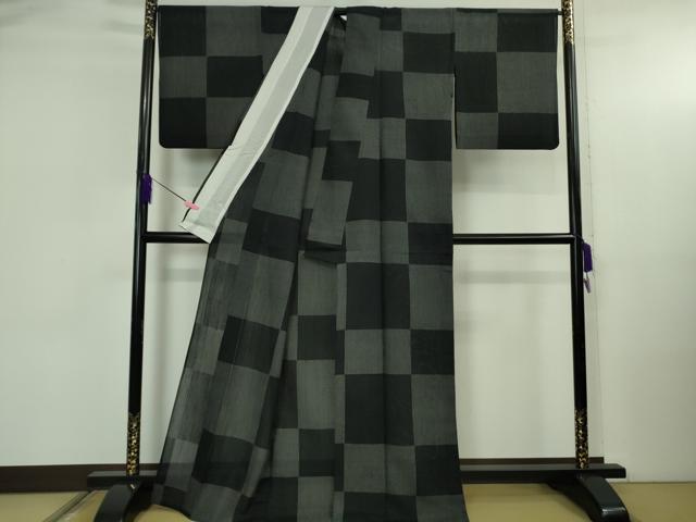 平和屋本店＊極上 夏物 結城紬 夏結城 100亀甲 市松文様 逸品 DZAB4996kh6