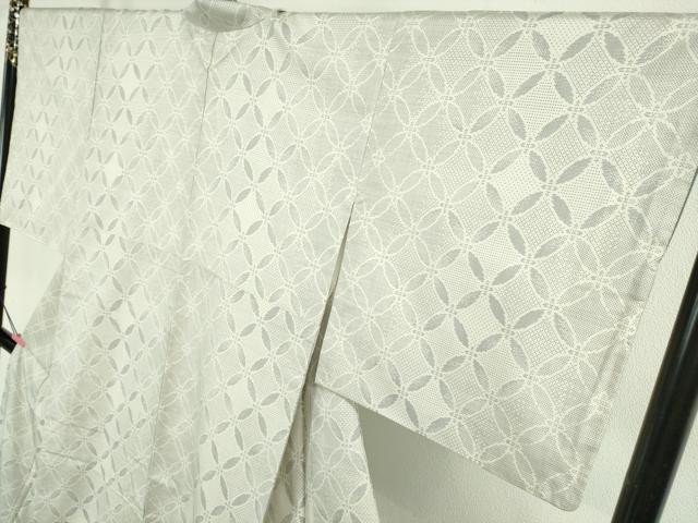 平和屋本店●極上　本場大島紬　白大島　7マルキ　白粋　白薩摩泥　七宝文　窪田織物謹製　証紙付き　逸品　DZAB4999kh6