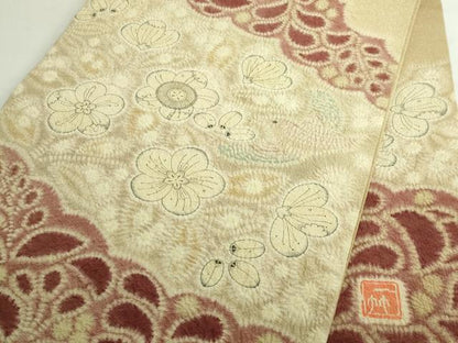 平和屋本店●極上　初代　久保田一竹　太鼓柄袋帯　辻が花　花鳥文　逸品　DZAB5001kh6