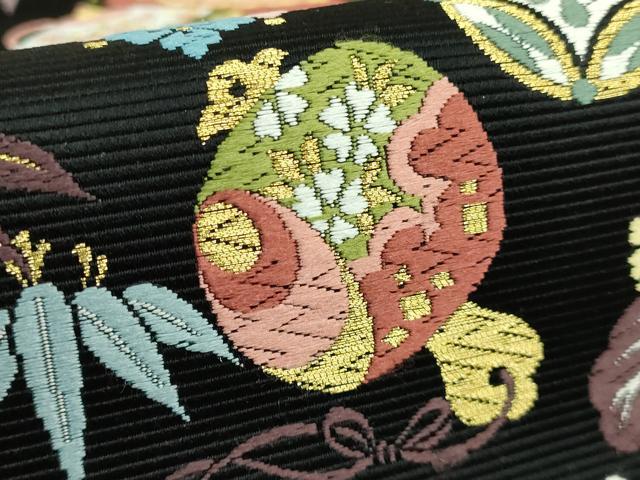 平和屋着物●極上　西陣の老舗　1782年創業　山下織物　六通柄袋帯　唐織　宝来船　黒地　金糸　逸品　DZAB5006kh6