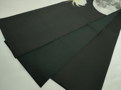 平和屋着物●極上　太鼓柄　京袋帯　月下美人　満月　黒地　逸品　DZAB5007kh6