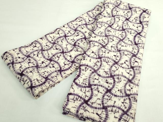 平和屋着物●極上　半幅帯　紫根染　分銅繋ぎ　綿　逸品　DZAB5017kh6