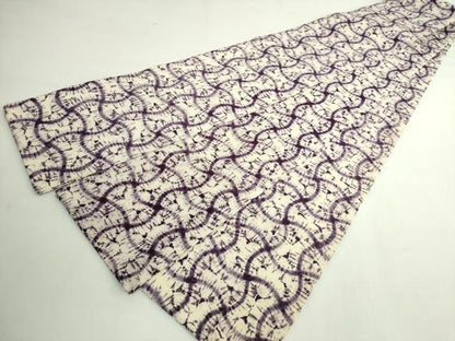 平和屋着物●極上　半幅帯　紫根染　分銅繋ぎ　綿　逸品　DZAB5017kh6