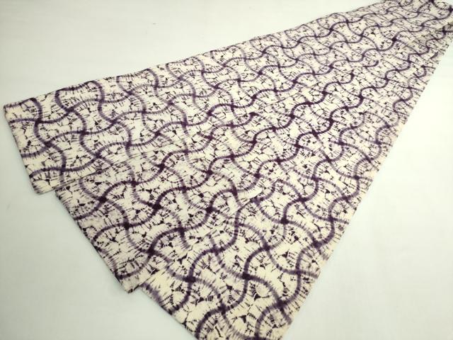 平和屋着物●極上　半幅帯　紫根染　分銅繋ぎ　綿　逸品　DZAB5017kh6