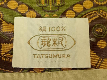 平和屋着物●極上　龍村美術織物　九寸開き名古屋帯　西域猪頭文錦　逸品　DZAB5019kh6
