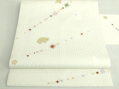 平和屋着物●極上　九寸名古屋帯　熊　雪華　逸品　DZAB5020kh6