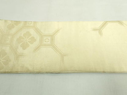 平和屋着物●極上　アンティーク　大正ロマン　九寸名古屋帯　総手刺繍　雪持ち松　雀　金銀糸　逸品　DZAB5023kh6