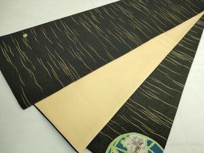 平和屋着物●極上　太鼓柄袋帯　作家物　希少柄　地球儀　黒地　金糸　逸品　DZAB5030kh6