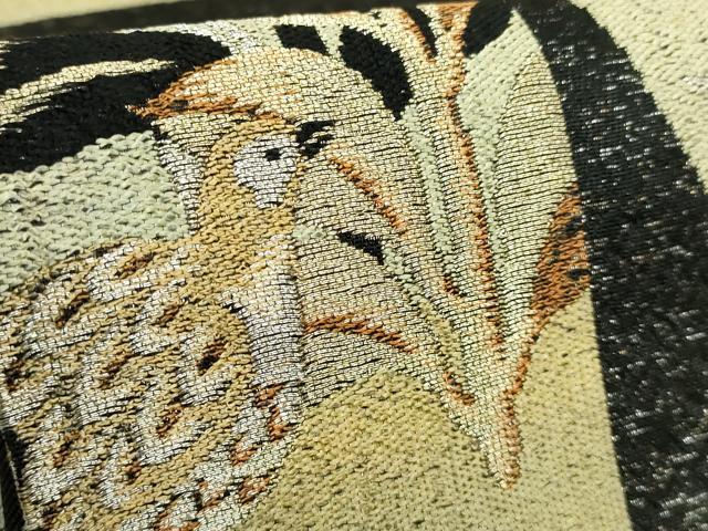平和屋着物●極上　全通柄袋帯　動物　ゾウ　鹿　鳥　金銀糸　逸品　DZAB5034kh6