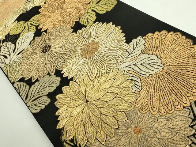平和屋着物●極上　1854年創業　帯屋捨松　六通柄袋帯　蒔絵菊紋　黒地　金糸　逸品　DZAB5035kh6