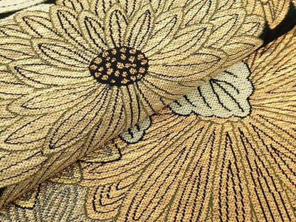 平和屋着物●極上　1854年創業　帯屋捨松　六通柄袋帯　蒔絵菊紋　黒地　金糸　逸品　DZAB5035kh6