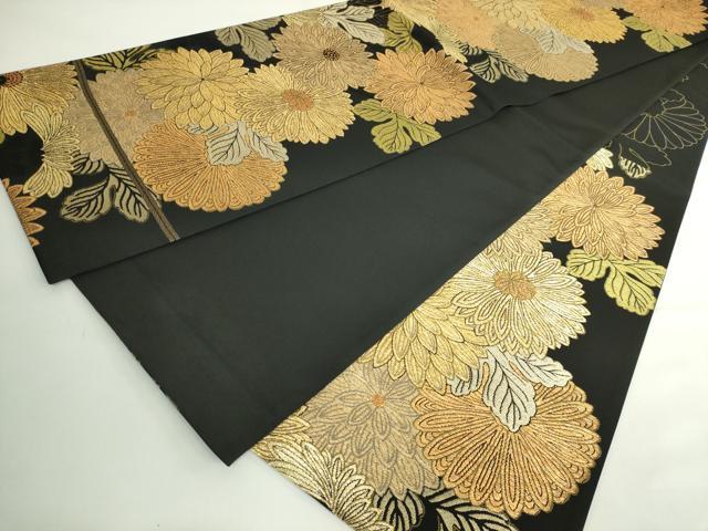 平和屋着物●極上　1854年創業　帯屋捨松　六通柄袋帯　蒔絵菊紋　黒地　金糸　逸品　DZAB5035kh6
