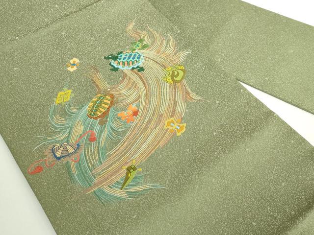 平和屋着物●極上　中国三大刺繍　相良刺繍　総手刺繍　九寸名古屋帯　蓑亀　金糸　逸品　DZAB5036kh6 平和屋着物○極上 中国三大刺繍 相良刺繍 総手刺繍 九寸