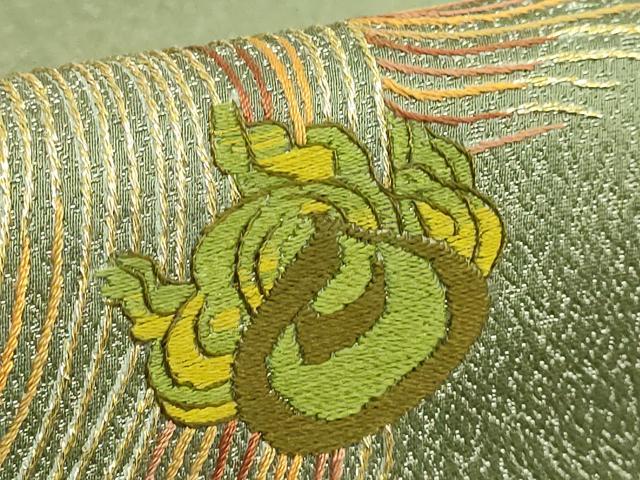 平和屋着物●極上　中国三大刺繍　相良刺繍　総手刺繍　九寸名古屋帯　蓑亀　金糸　逸品　DZAB5036kh6 平和屋着物○極上 中国三大刺繍 相良刺繍 総手刺繍 九寸