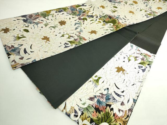 平和屋着物●極上　六通柄袋帯　唐織　乱菊　黒地　金糸　逸品　DZAB5037kh6