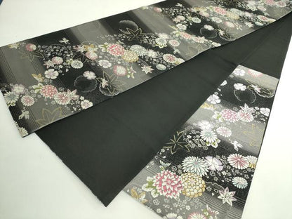 平和屋着物●極上　松田聖子　六通柄袋帯　雪輪舞花文　菊　黒地　金銀糸　やまと誂製　逸品　DZAB5039kh6