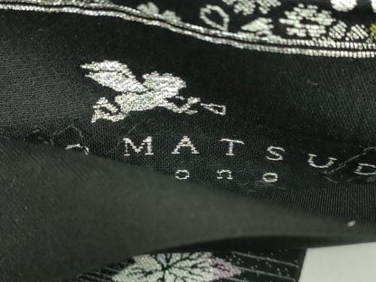 平和屋着物●極上　松田聖子　六通柄袋帯　雪輪舞花文　菊　黒地　金銀糸　やまと誂製　逸品　DZAB5039kh6