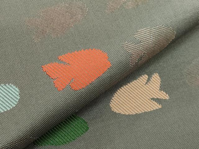 平和屋着物●極上　洛風林　工芸帯地　太鼓柄袋帯　魚　ストーングレイ色地　逸品　DZAB5043kh6