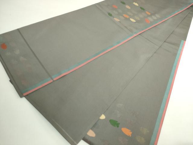 平和屋着物●極上　洛風林　工芸帯地　太鼓柄袋帯　魚　ストーングレイ色地　逸品　DZAB5043kh6