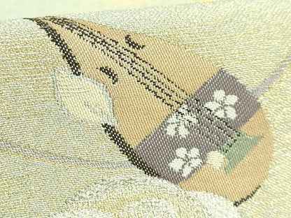 平和屋本店●極上　世界的友禅作家　千地泰弘　太鼓柄袋帯　日輪飛天之図　金銀糸　逸品　DZAB5051kh6