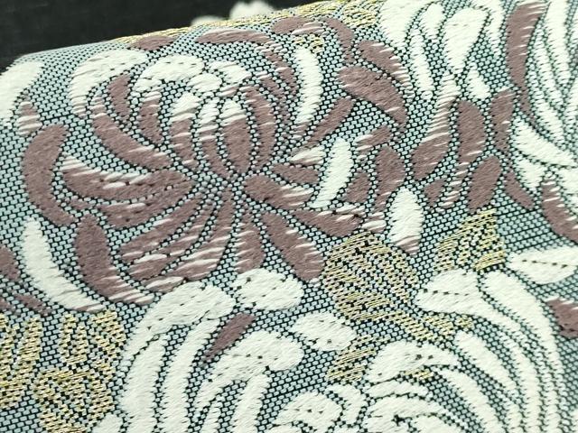 平和屋着物●極上　六通柄袋帯　唐織　花丸文　黒地　金糸　逸品　DZAB5054kh6