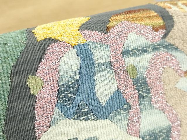 平和屋本店●極上　手織綴れ　山鹿清華　太鼓柄袋帯　深海　金銀糸　逸品　DZAB5058kh6