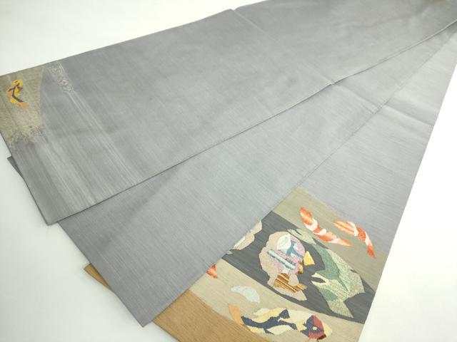 平和屋本店●極上　手織綴れ　山鹿清華　太鼓柄袋帯　深海　金銀糸　逸品　DZAB5058kh6