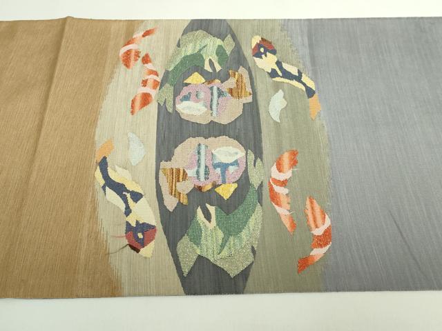 平和屋本店●極上　手織綴れ　山鹿清華　太鼓柄袋帯　深海　金銀糸　逸品　DZAB5058kh6