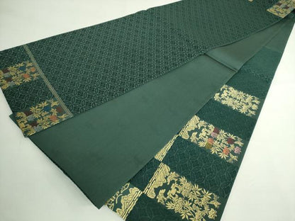 平和屋着物●極上 皇室・伊勢神宮御用 御御帯 山口美術織物 山口弘躬 太鼓柄袋帯 唐織 七宝地鳳凰文 濃い天鵞絨色地 金糸 逸品 DZAB5059kh6