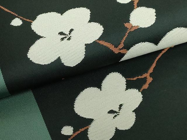 平和屋着物●極上　世界的人形師　辻村寿三郎　ジュサブロー　六通柄袋帯　枝梅　黒地　逸品　DZAB5064kh6 平和屋着物○極上 世界的人形師 辻村寿三郎 ジュサブロー 六通柄袋帯