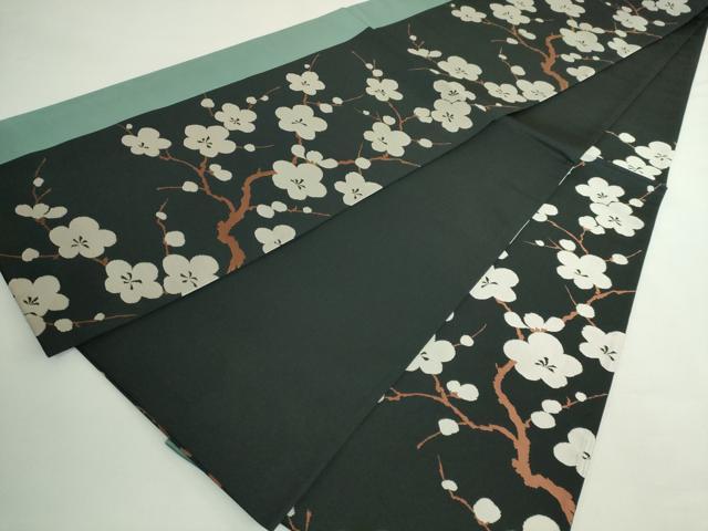 平和屋着物●極上　世界的人形師　辻村寿三郎　ジュサブロー　六通柄袋帯　枝梅　黒地　逸品　DZAB5064kh6 平和屋着物○極上 世界的人形師 辻村寿三郎 ジュサブロー 六通柄袋帯