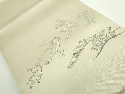 平和屋着物●極上　太鼓柄袋帯　天然ぜんまい糸　鳥獣戯画　逸品　DZAB5070kh6