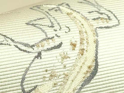 平和屋着物●極上　太鼓柄袋帯　天然ぜんまい糸　鳥獣戯画　逸品　DZAB5070kh6