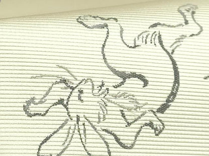 平和屋着物●極上　太鼓柄袋帯　天然ぜんまい糸　鳥獣戯画　逸品　DZAB5070kh6