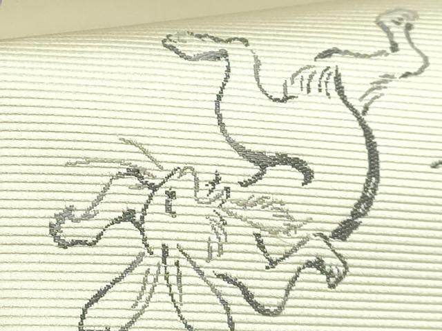 平和屋着物●極上　太鼓柄袋帯　天然ぜんまい糸　鳥獣戯画　逸品　DZAB5070kh6