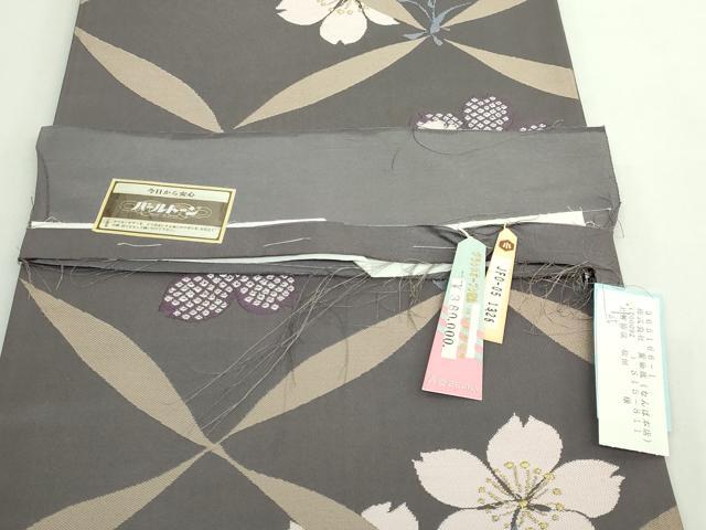平和屋着物●極上　世界的人形師　辻村寿三郎　ジュサブロー　六通柄袋帯　舞桜　鈍色地　金糸　上代38万　反端付き　逸品　DZAB5072kh6