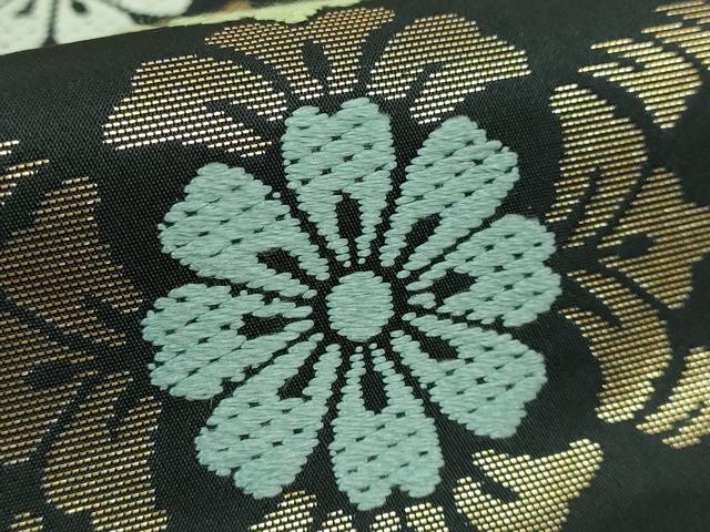 平和屋着物●極上　西陣　川島織物　九寸名古屋帯　唐織　花菱文　蝋色地　金糸　逸品　DZAB5074kh6