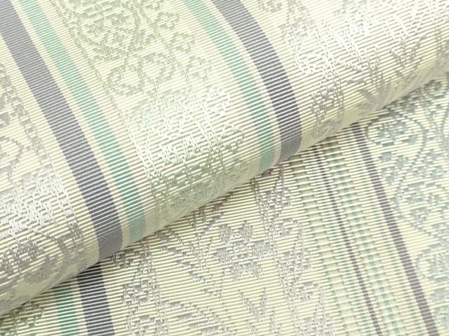 平和屋着物●極上　本場筑前博多織　八寸名古屋帯　草花間道　逸品　DZAB5078kh6