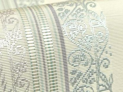 平和屋着物●極上　本場筑前博多織　八寸名古屋帯　草花間道　逸品　DZAB5078kh6