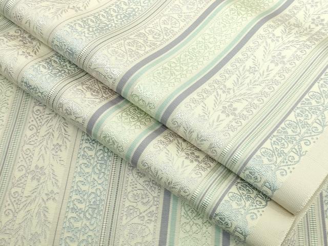 平和屋着物●極上　本場筑前博多織　八寸名古屋帯　草花間道　逸品　DZAB5078kh6