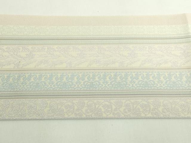 平和屋着物●極上　本場筑前博多織　八寸名古屋帯　草花間道　逸品　DZAB5078kh6