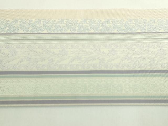 平和屋着物●極上　本場筑前博多織　八寸名古屋帯　草花間道　逸品　DZAB5078kh6