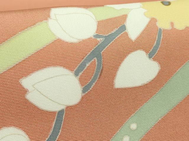 平和屋着物●極上　塩瀬　九寸名古屋帯　カトレア　ときがら茶色地　金彩　逸品　DZAB5081kh6