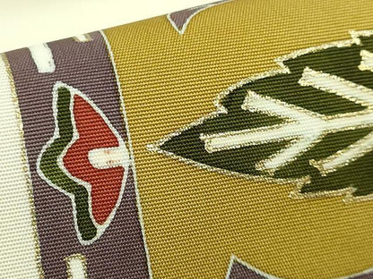 平和屋着物●極上　塩瀬　九寸名古屋帯　駒刺繍　草花文　金彩　逸品　DZAB5082kh6