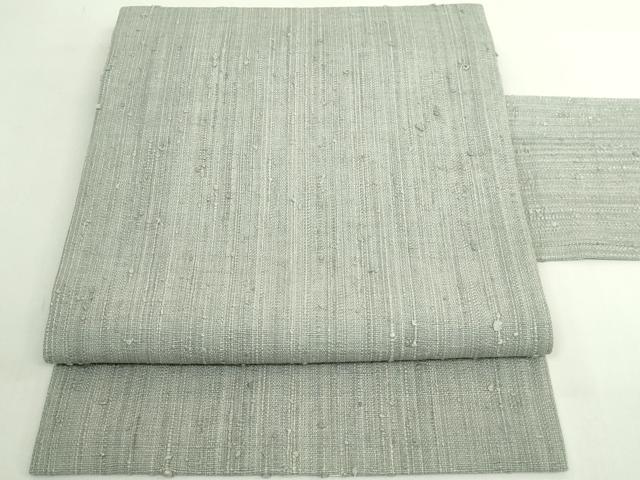 平和屋本店●極上　浦野理一　経節紬　九寸名古屋帯　灰色地　逸品　DZAB5085kh6