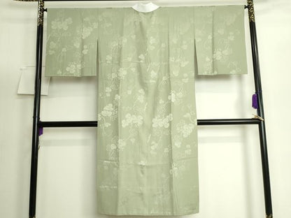平和屋着物●上質な長襦袢　無双仕立て　南天蔦の葉地紋　薄い柳茶色地　鈴乃屋扱い　逸品　DZAB5095kh6