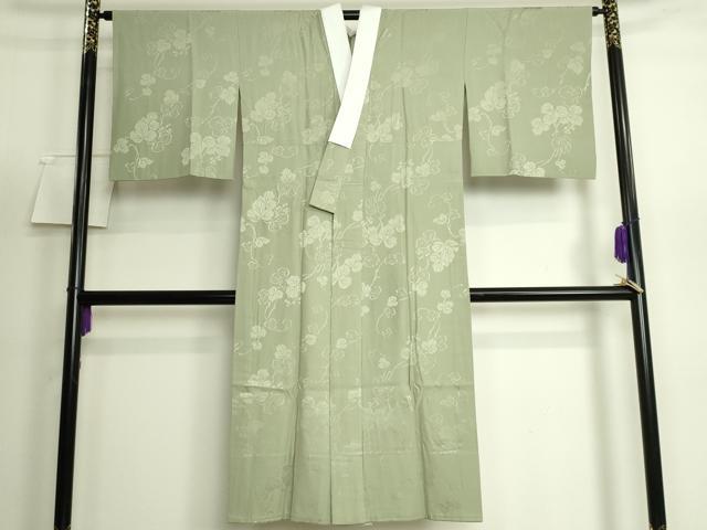 平和屋着物●上質な長襦袢　無双仕立て　南天蔦の葉地紋　薄い柳茶色地　鈴乃屋扱い　逸品　DZAB5095kh6