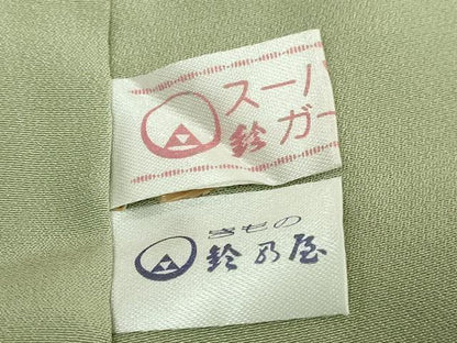 平和屋着物●上質な長襦袢　無双仕立て　南天蔦の葉地紋　薄い柳茶色地　鈴乃屋扱い　逸品　DZAB5095kh6