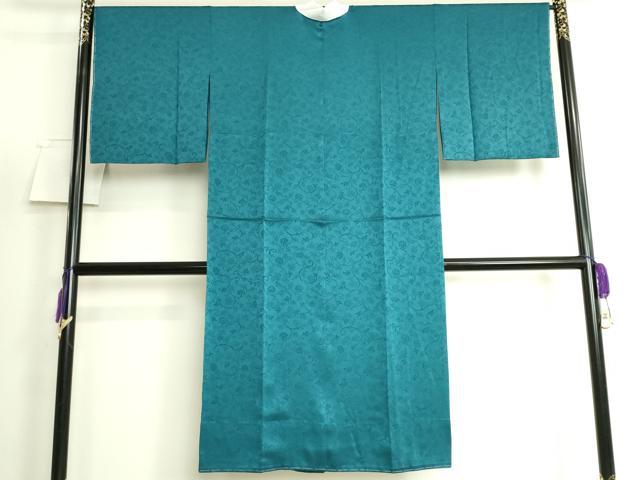 平和屋着物●上質な長襦袢　無双仕立て　BANKAN　わものや　花唐草地紋　納戸色地　たとう紙付き　逸品　未使用　DZAB5098kh6